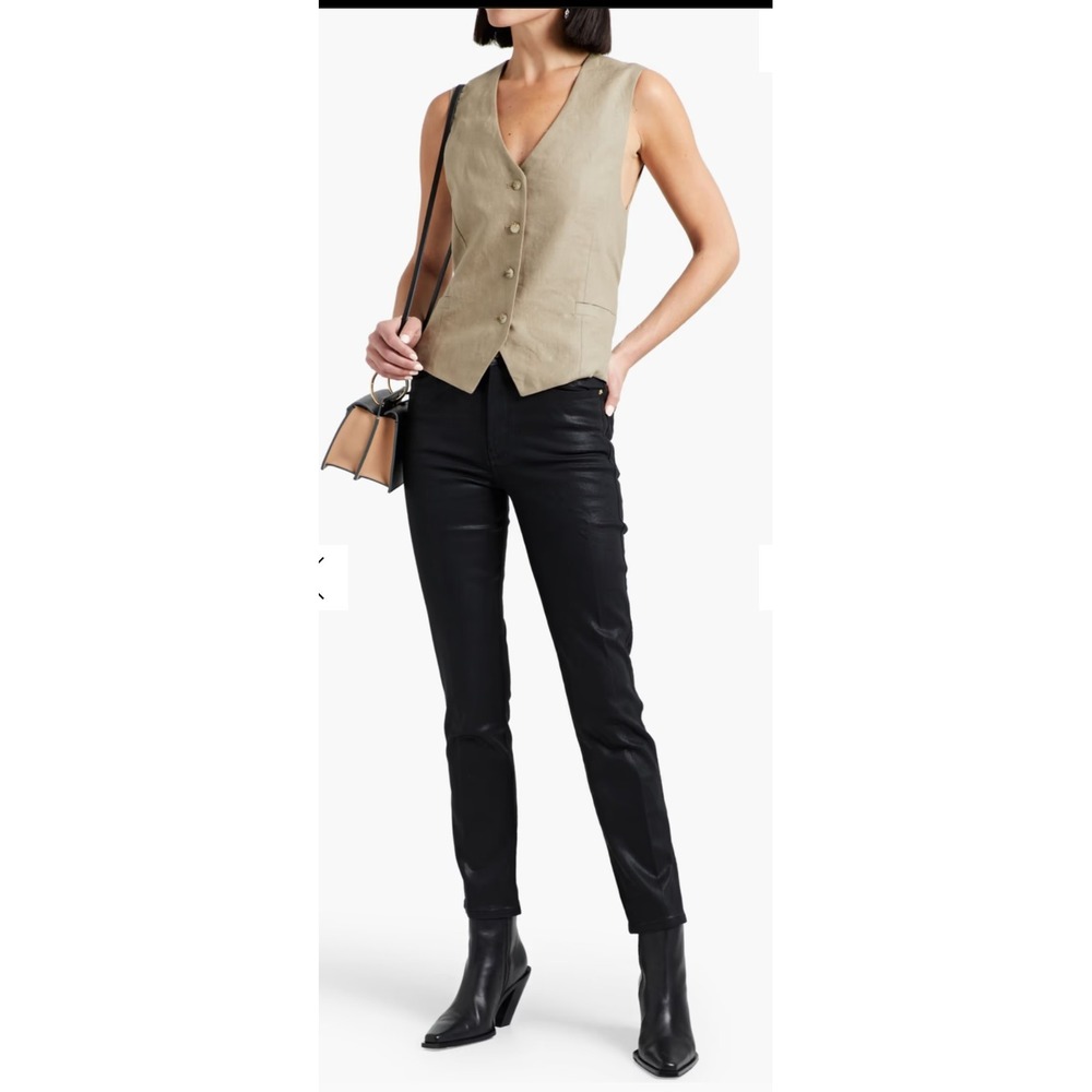FRAME Le Sylvie Coated High Rise Slim‎ Leg Jeans Edgy Alternative Sexy Black 31